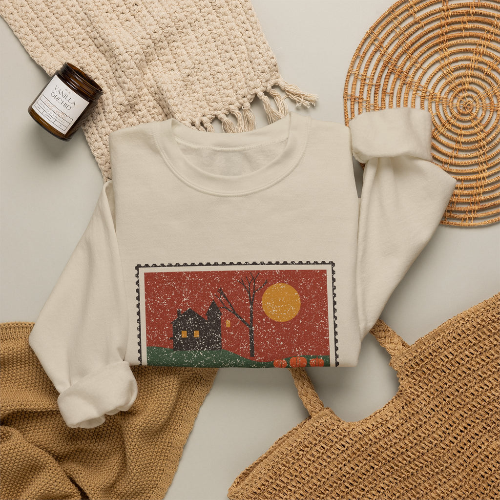 Spooky Season in Pennsylvania Haunted Postcard Crewneck Sweatshirt