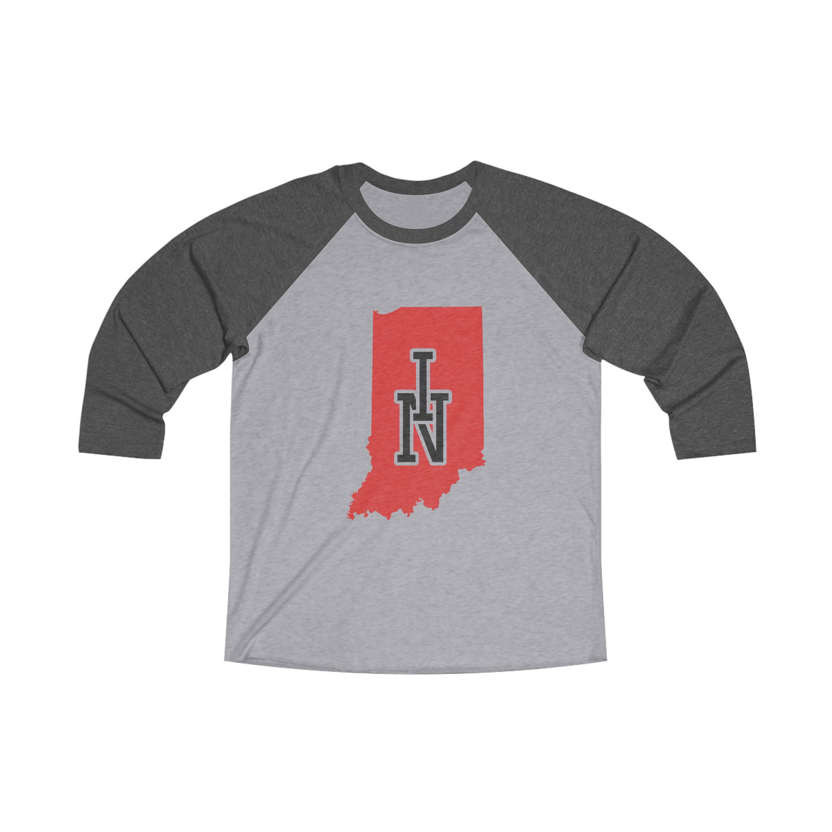 Indiana Varsity Monogram Map Raglan 3/4 Sleeve Tee