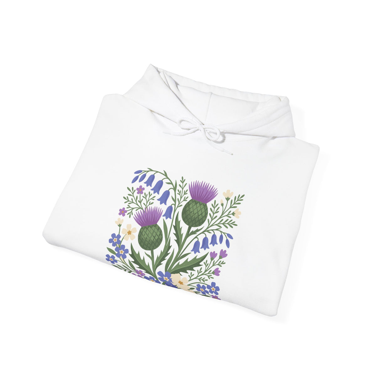 Scottish Thistle Floral Folk Art Bluebells Hoodie