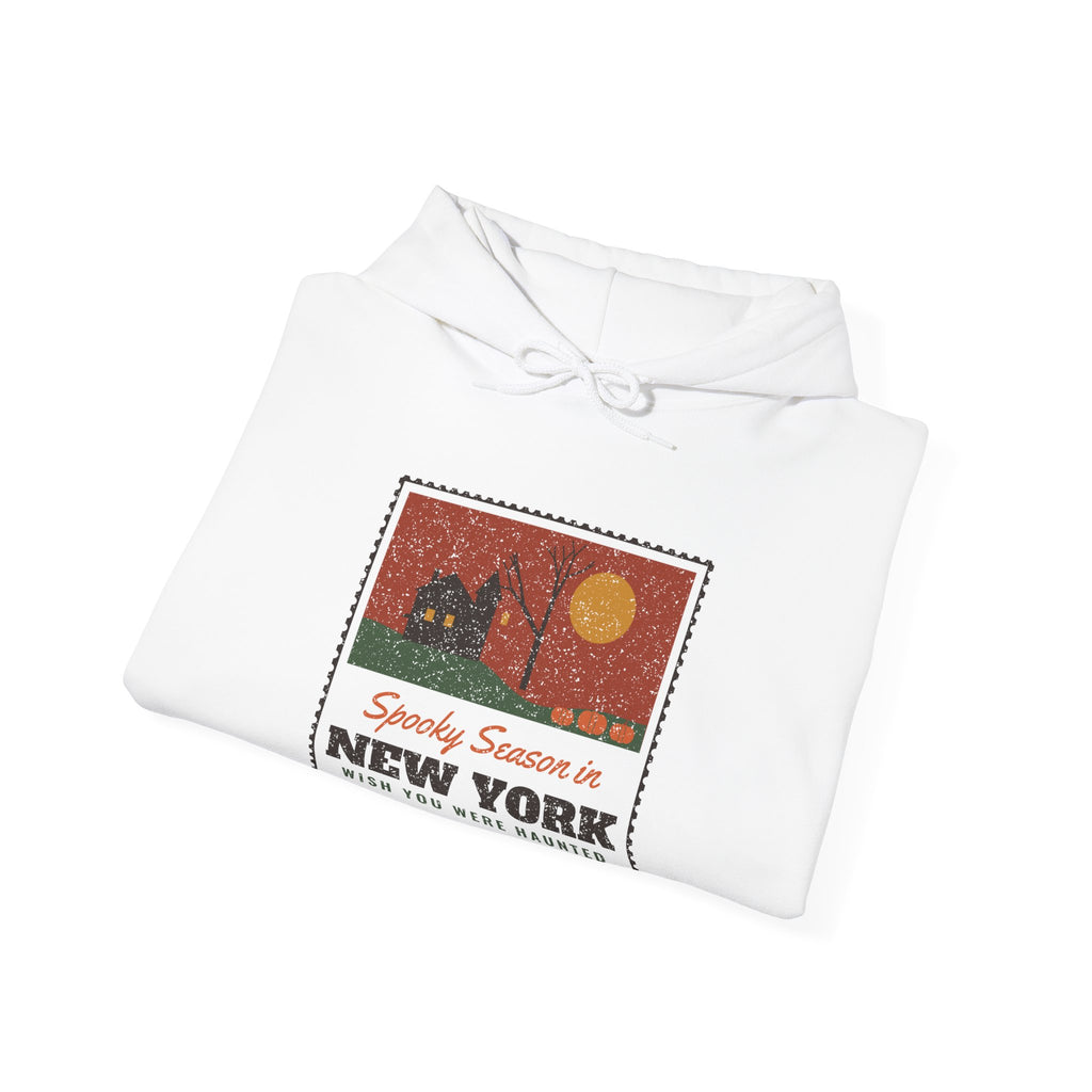Spooky Season in New York Haunted Postcard Hoodie