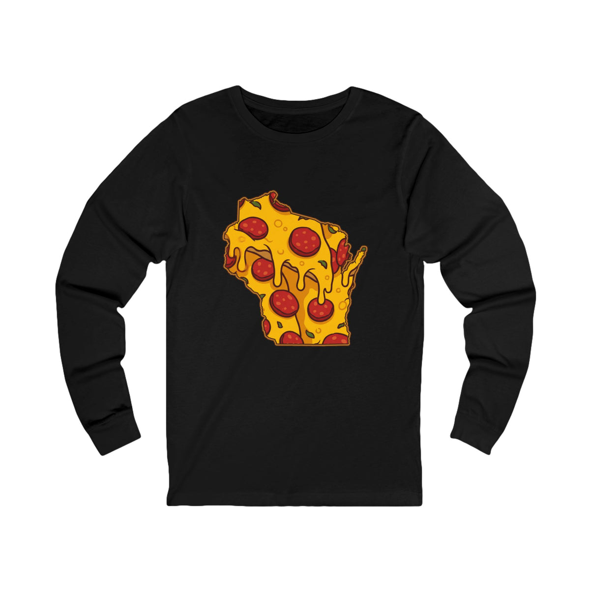 Wisconsin Pizza Map Long Sleeve Tee