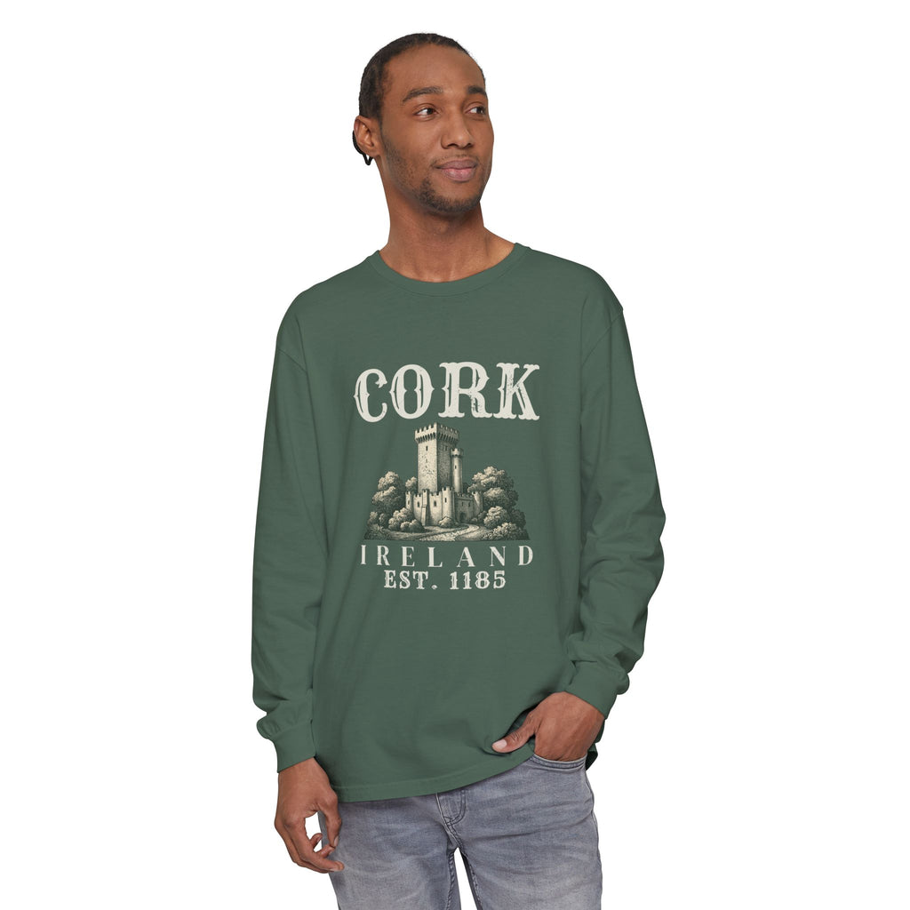 Cork Ireland Est 1185 Castle Sketch Long Sleeve Tee