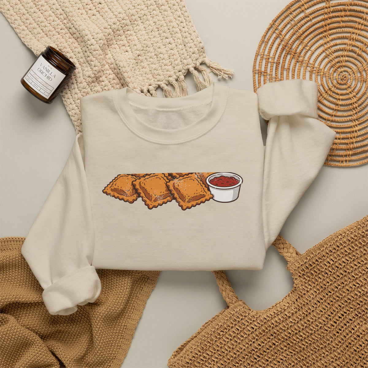 St Louis Toasted Ravioli Retro Food Illustration Crewneck Sweatshirt