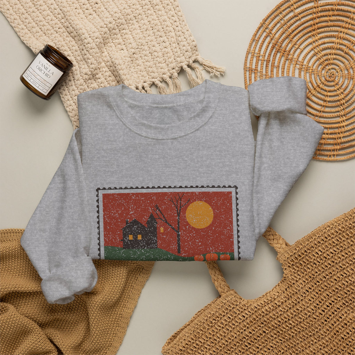 Spooky Season in Ohio Haunted Postcard Crewneck Sweatshirt