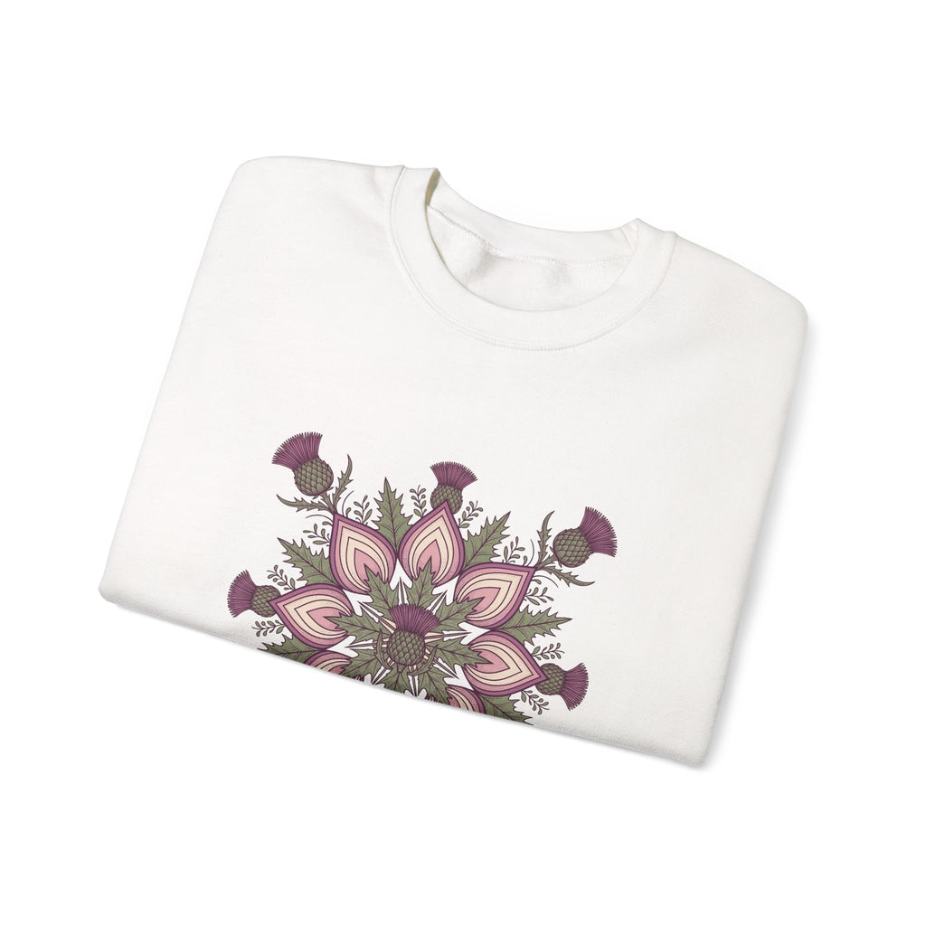 Scottish Thistle Mandala Botanical Crewneck Sweatshirt