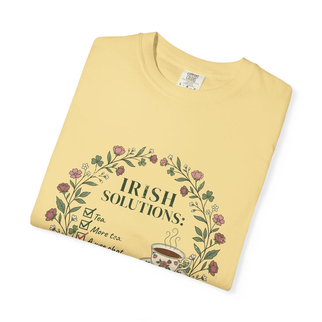 Irish Solutions Tea Cup Wildflowers and Shamrocks T-Shirt