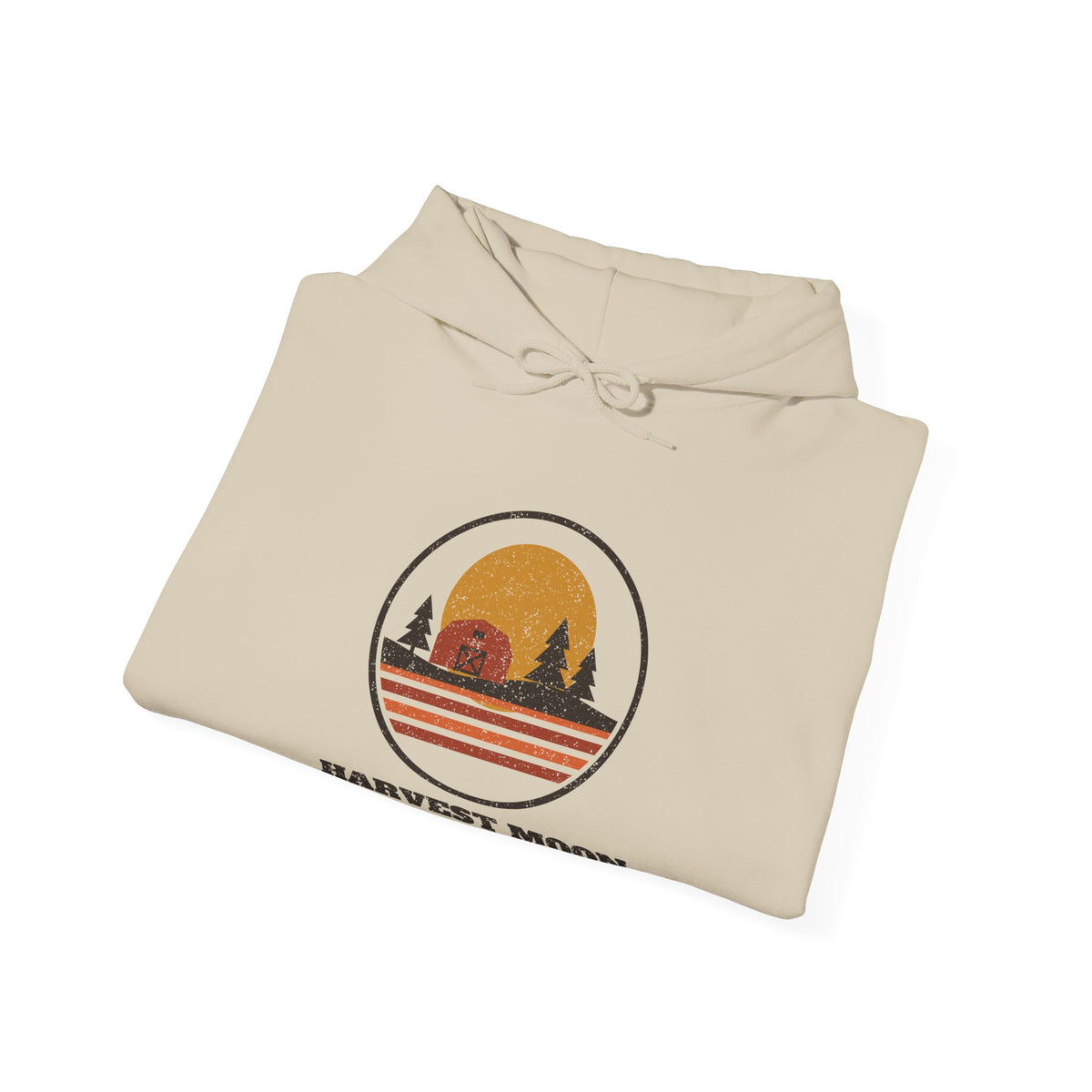 Harvest Moon Over Maine Retro Badge Hoodie