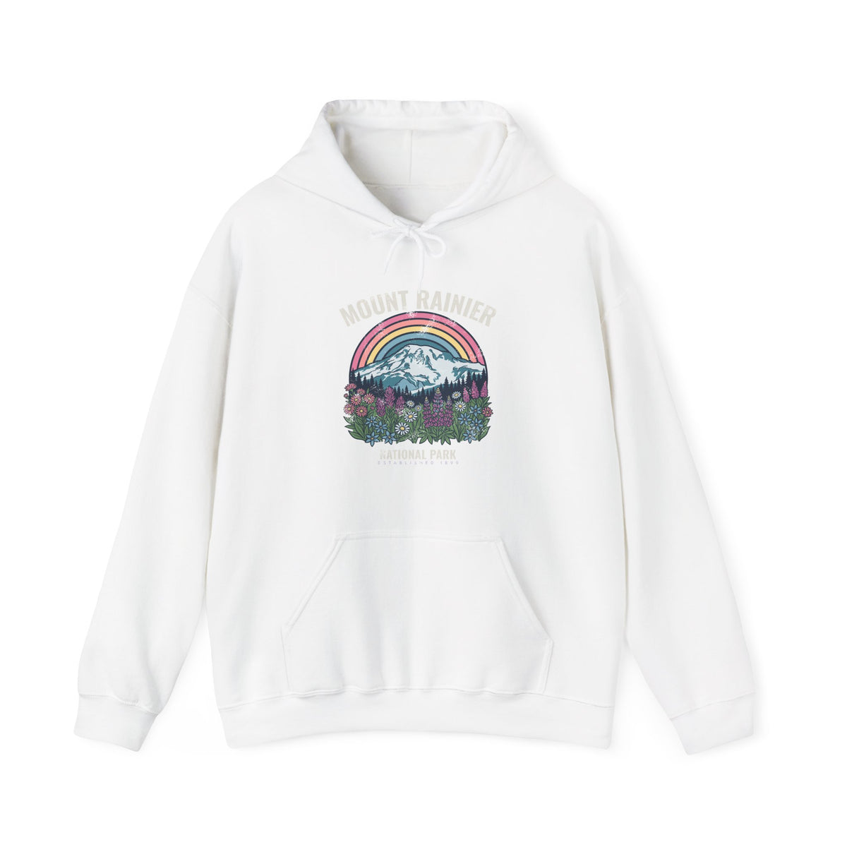 Mount Rainier National Park Wildflower Sunset Hoodie