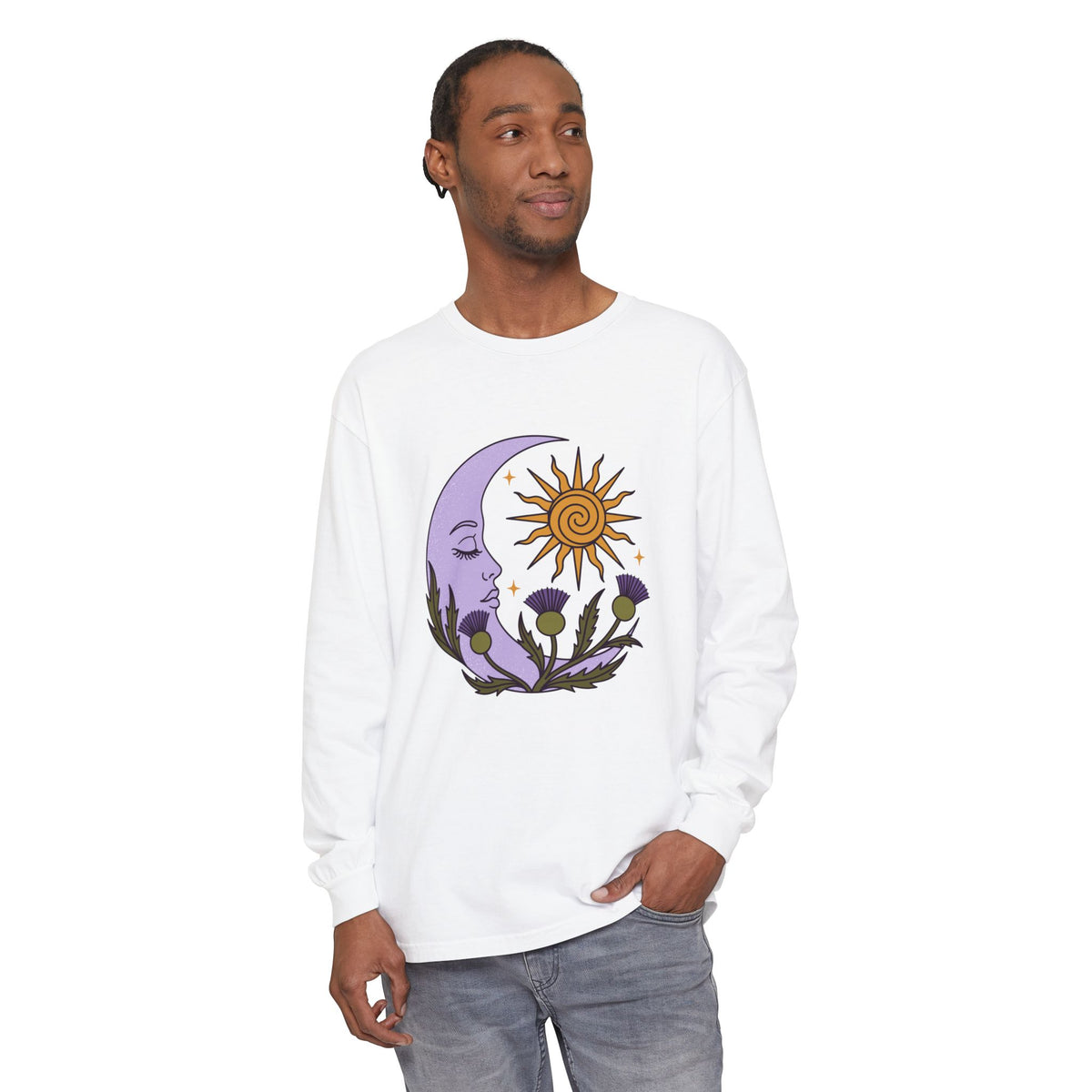 Thistle Moon Celestial Sun and Stars Long Sleeve Tee