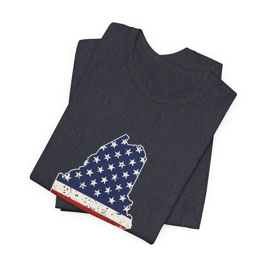 Maine American Flag Map T-Shirt