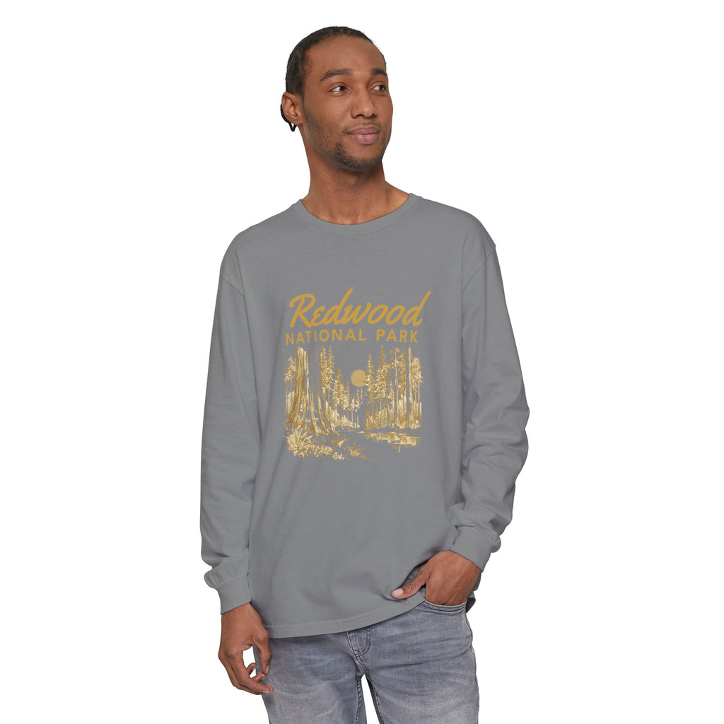 Redwood National Park Vintage Forest Sketch Long Sleeve Tee