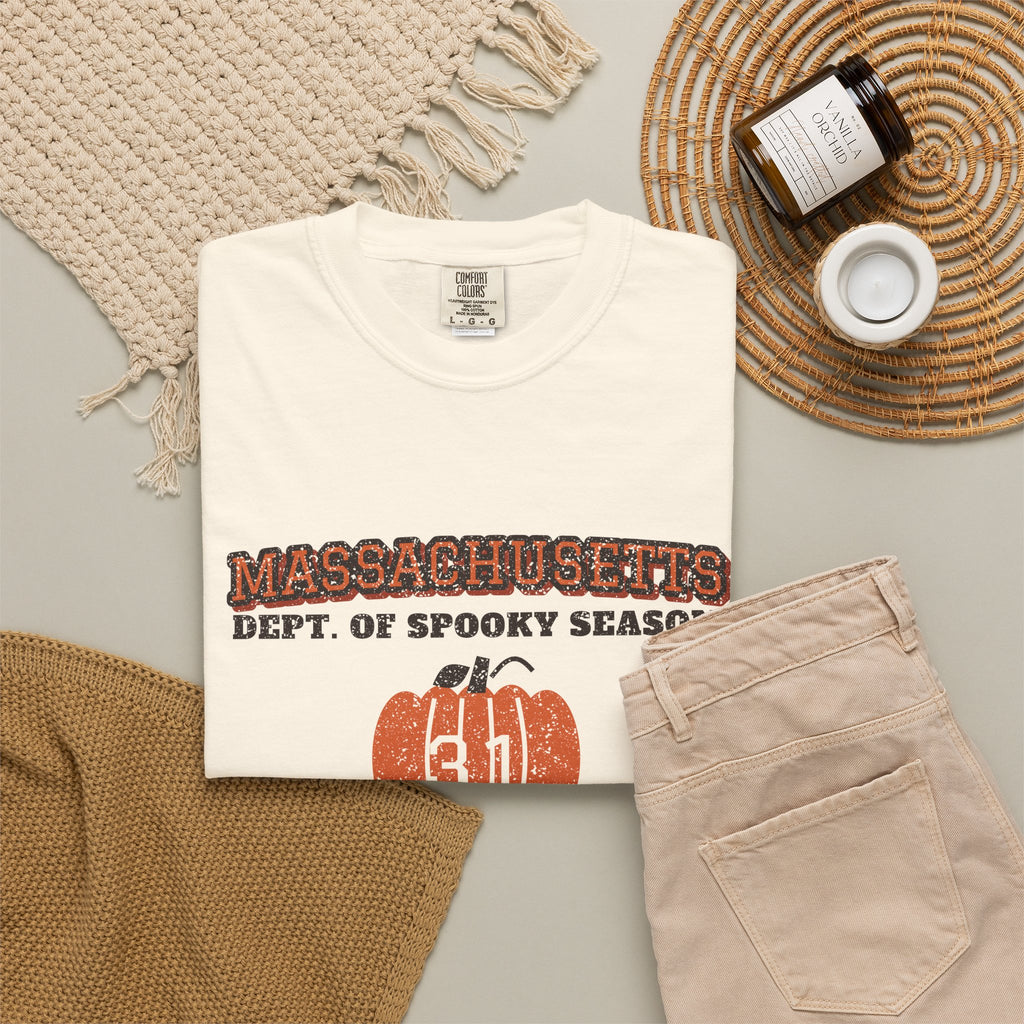 Massachusetts Dept. of Spooky Season Varsity T-Shirt