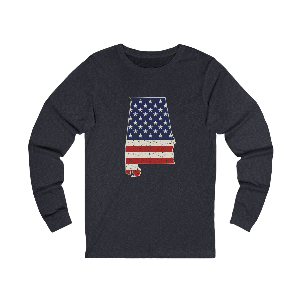 Alabama American Flag Map Long Sleeve Tee
