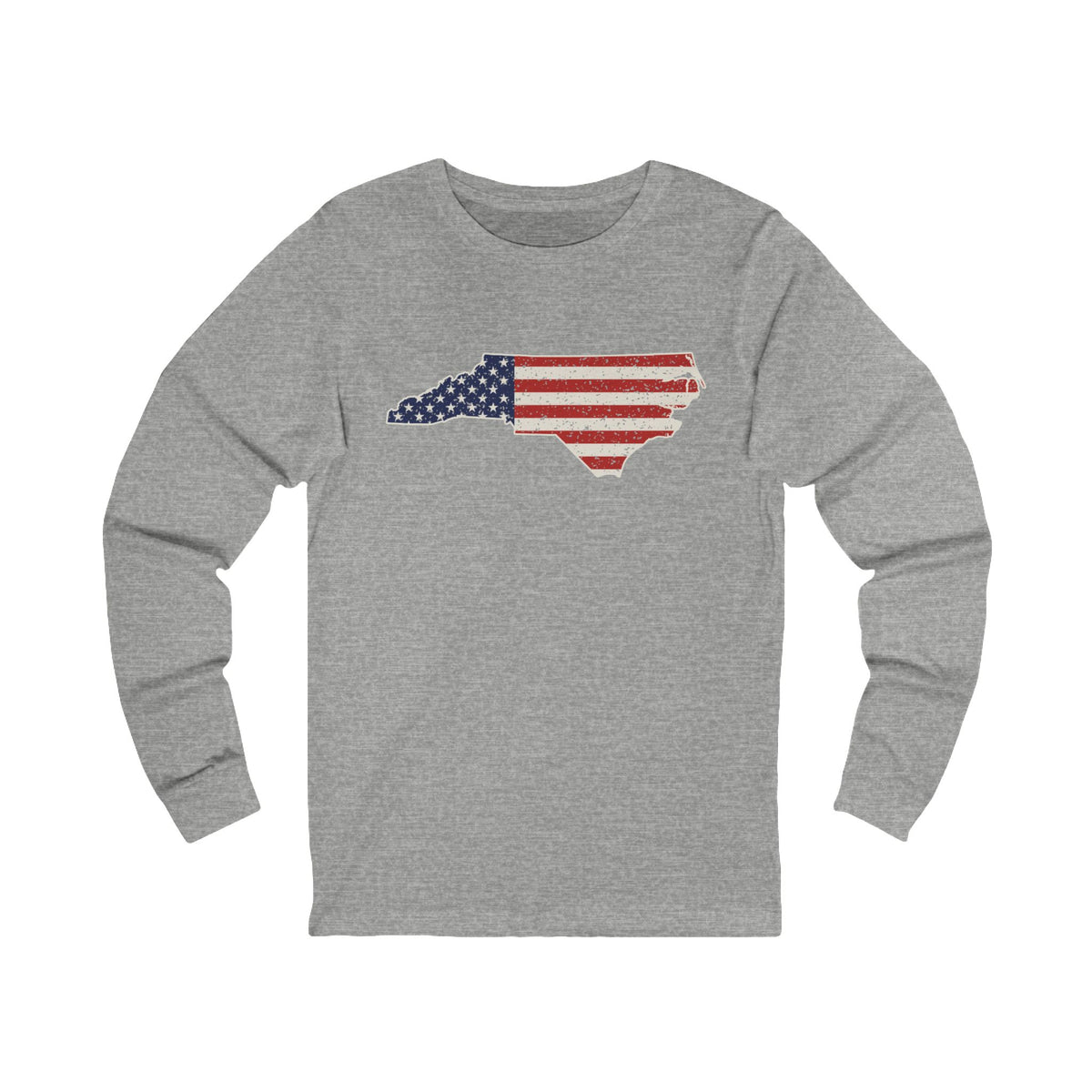 North Carolina American Flag Map Long Sleeve Tee