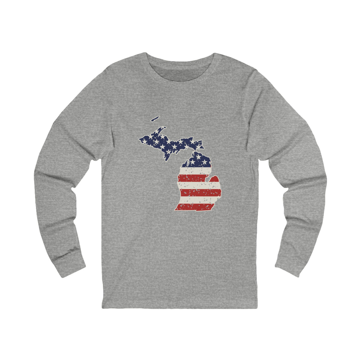 Michigan American Flag Map Long Sleeve Tee