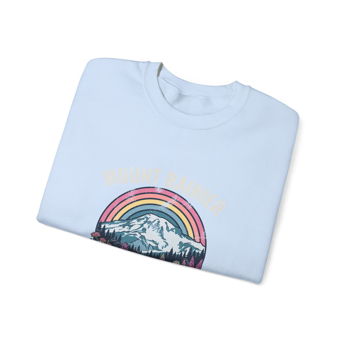 Mount Rainier National Park Wildflower Sunset Crewneck Sweatshirt