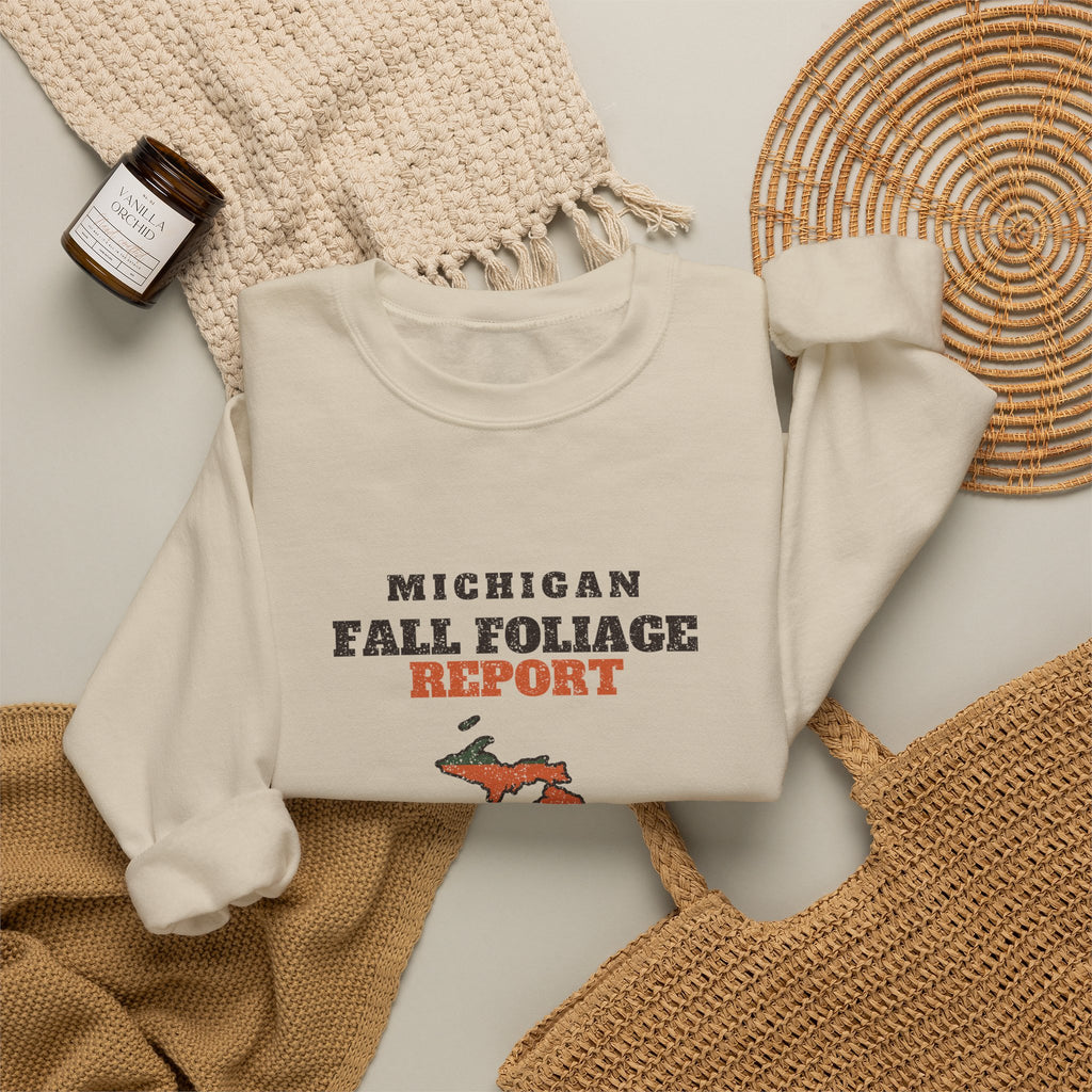 Michigan Fall Foliage Report Map Crewneck Sweatshirt