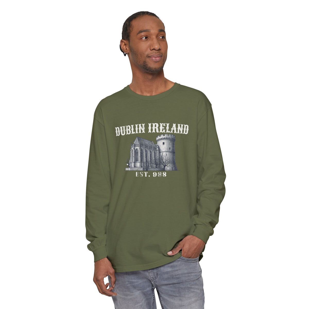 Dublin Ireland Castle Pen and Ink Sketch Long Sleeve Tee