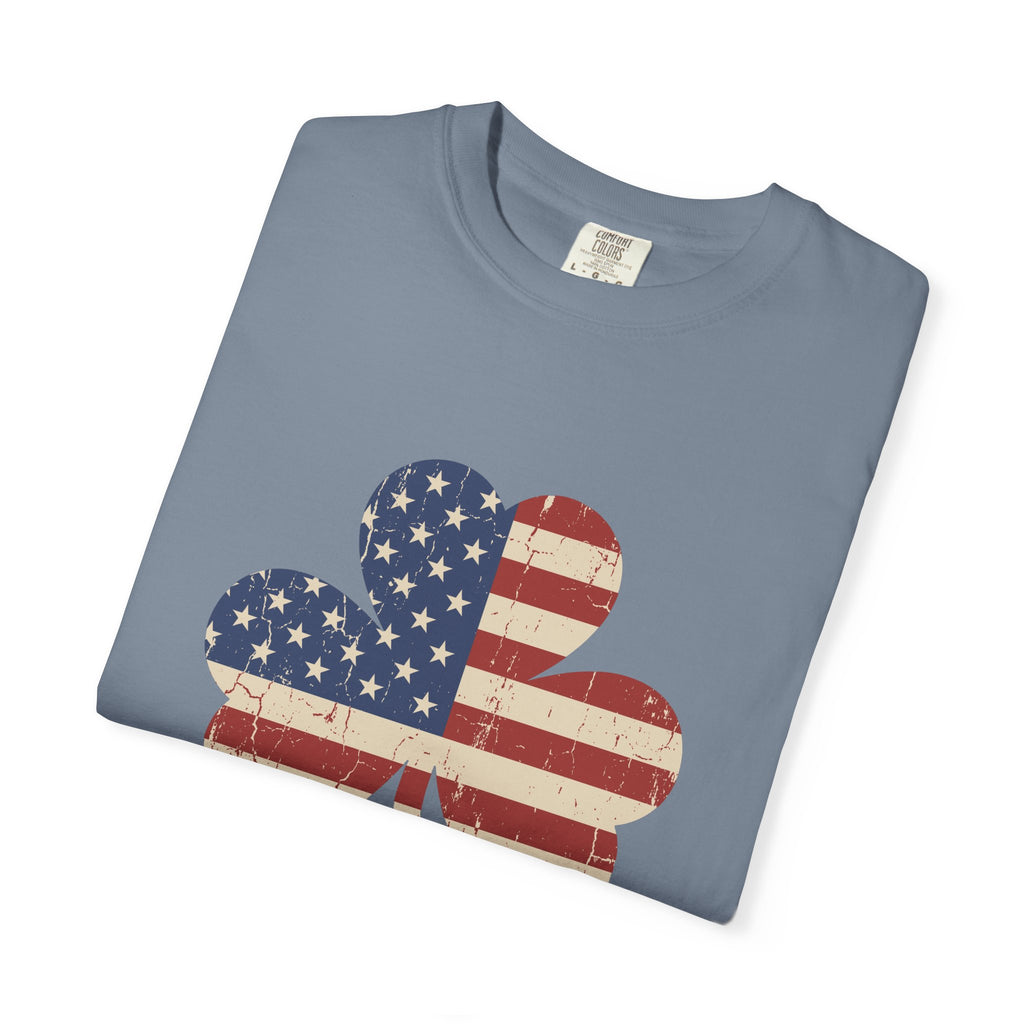 Irish American Flag Shamrock Distressed Vintage T-Shirt