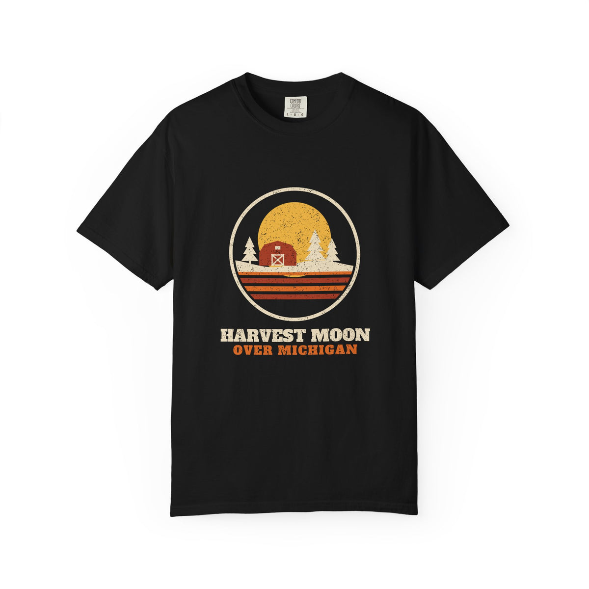 Harvest Moon Over Michigan Retro Badge T-Shirt