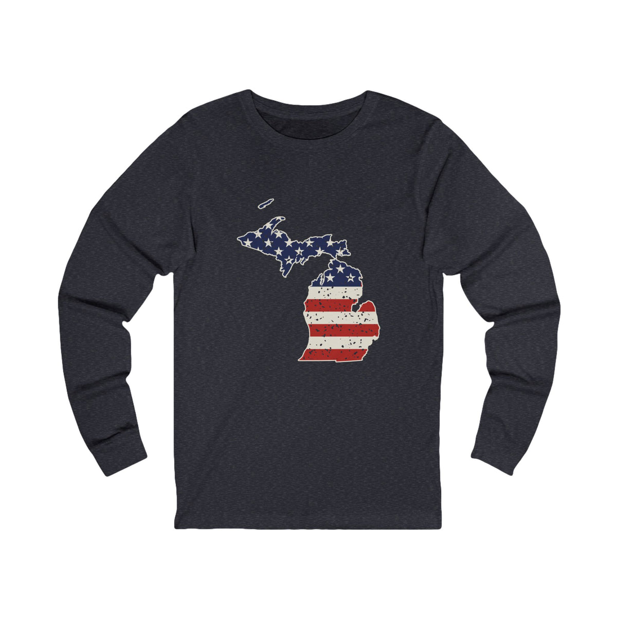 Michigan American Flag Map Long Sleeve Tee