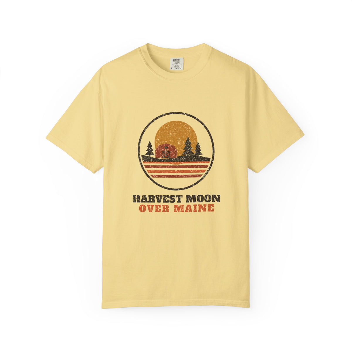 Harvest Moon Over Maine Retro Badge T-Shirt