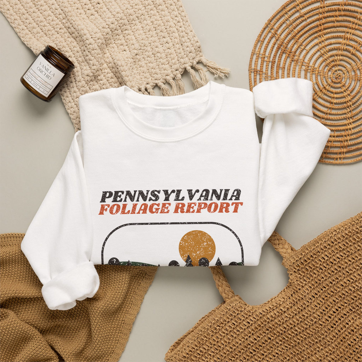 Pennsylvania Foliage Report Retro Landscape Crewneck Sweatshirt