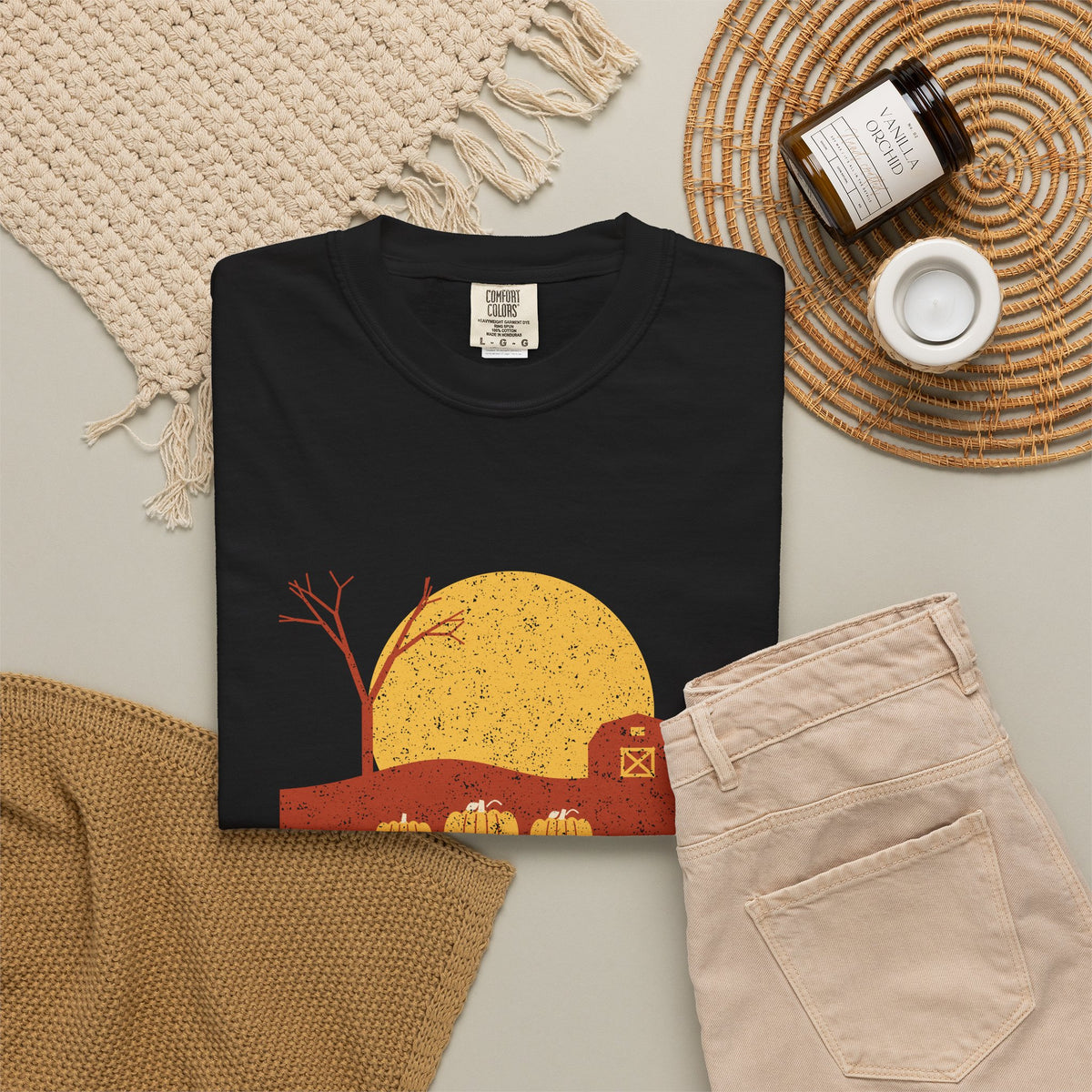 Harvest Moon Over New Hampshire Barn T-Shirt