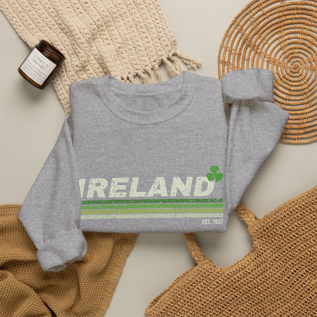 Ireland Est 1937 Retro Stripes Crewneck Sweatshirt