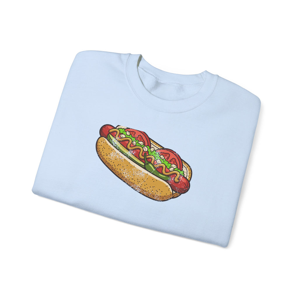Chicago Style Hot Dog Retro Food Illustration Crewneck Sweatshirt
