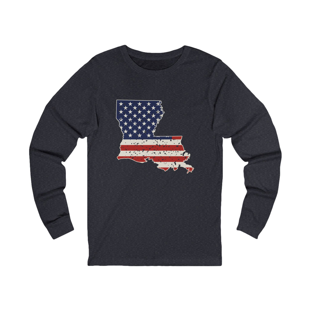 Louisiana American Flag Map Long Sleeve Tee