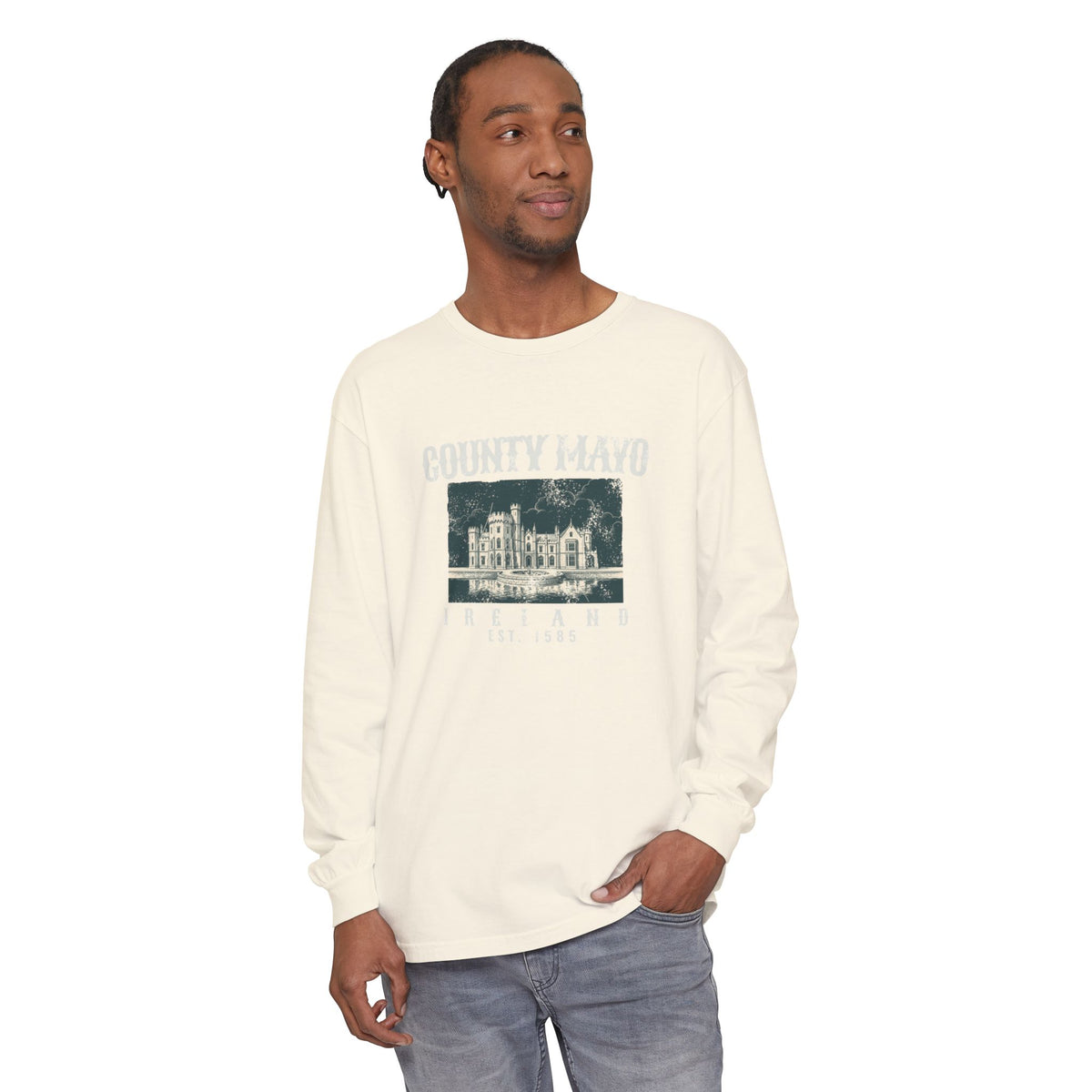 County Mayo Ireland Est 1585 Lakeside Castle Long Sleeve Tee