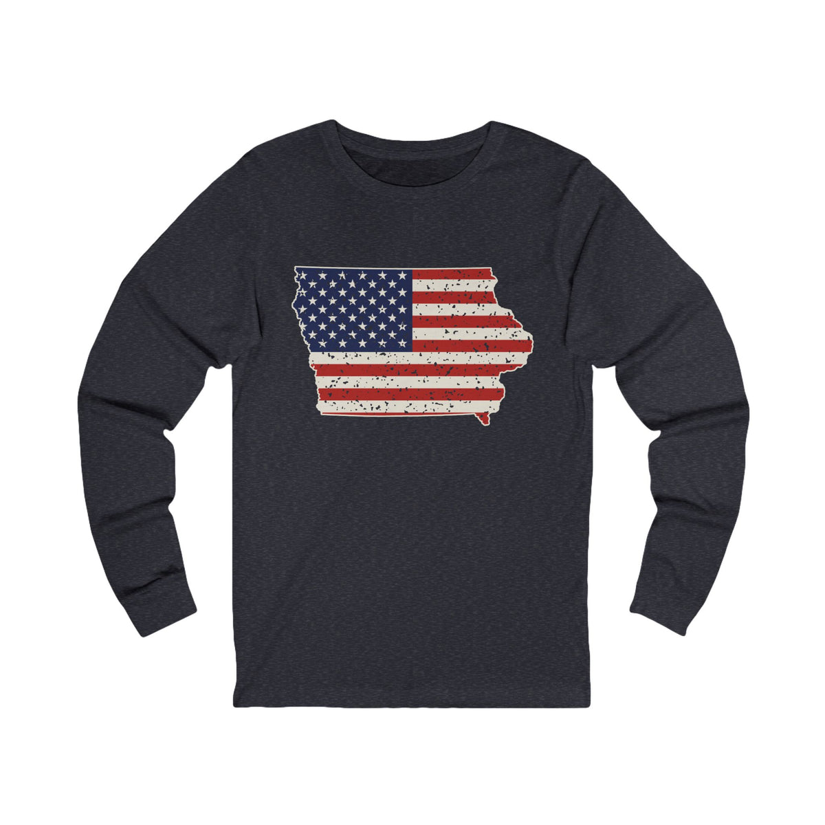 Iowa American Flag Map Long Sleeve Tee