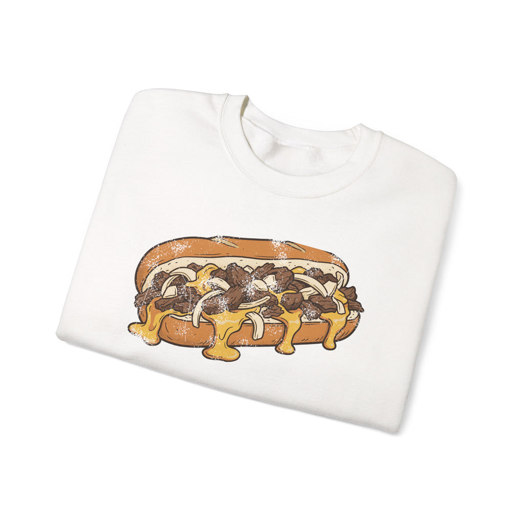 Philly Cheesesteak Retro Food Illustration Crewneck Sweatshirt