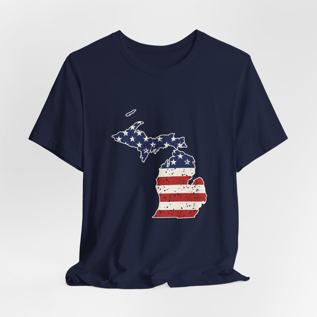 Michigan American Flag Map T-Shirt
