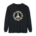 Shamrock Peace Sign Wreath Distressed Long Sleeve Tee