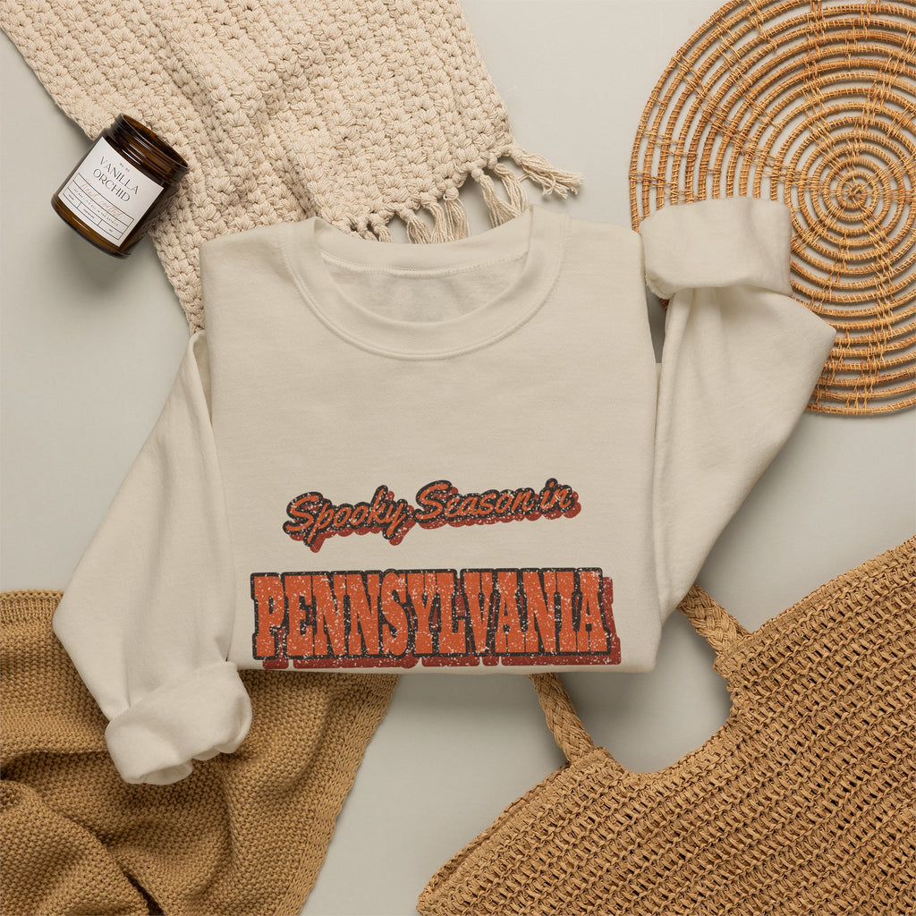 Spooky Season in Pennsylvania Vintage Postcard Crewneck Sweatshirt