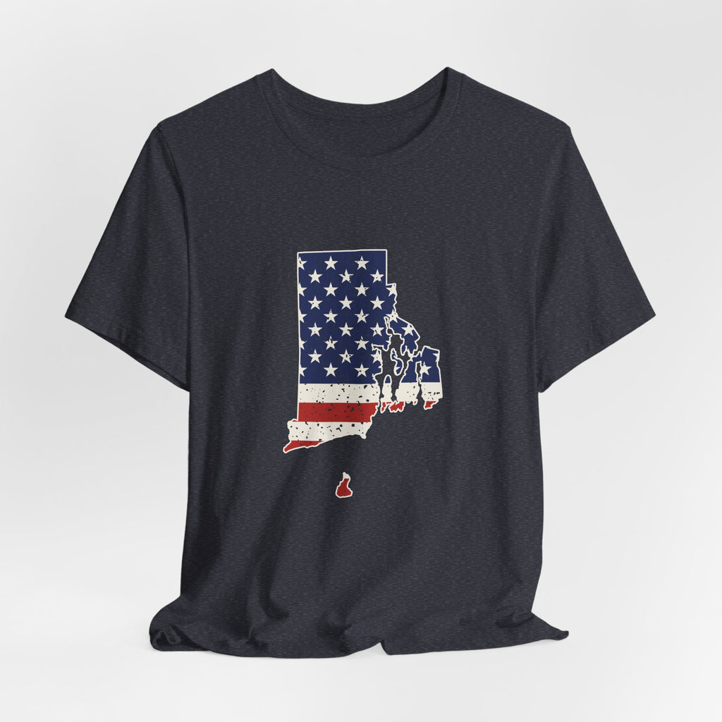 Rhode Island American Flag Map T-Shirt