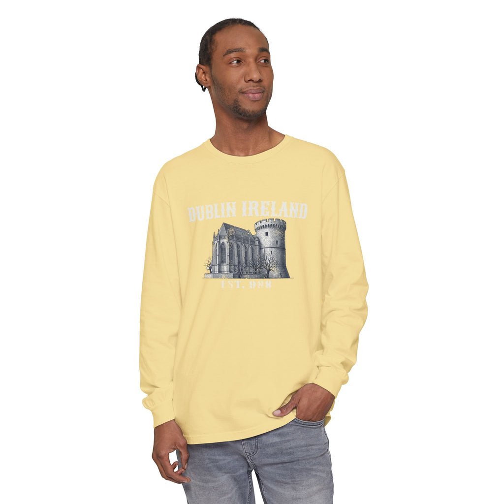 Dublin Ireland Castle Pen and Ink Sketch Long Sleeve Tee