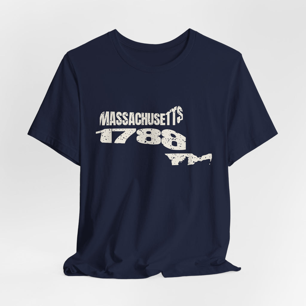 Massachusetts Vintage Letters Map T-Shirt