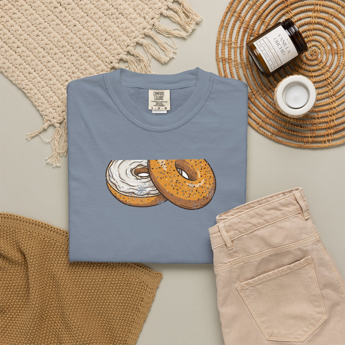 New York Everything Bagel Retro Food Illustration T-Shirt