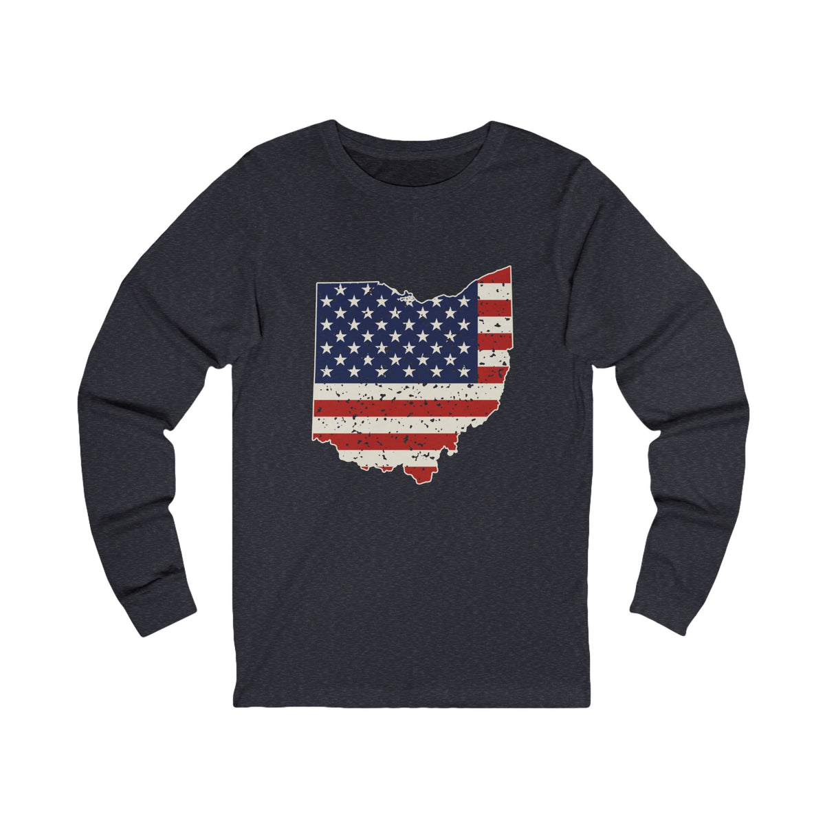 Ohio American Flag Map Long Sleeve Tee