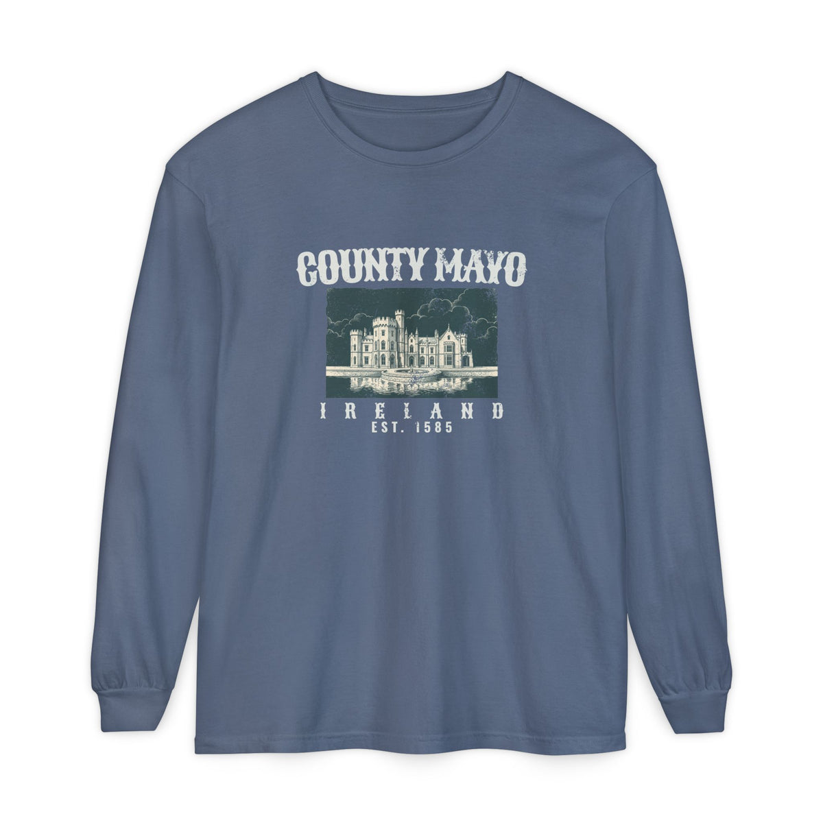County Mayo Ireland Est 1585 Lakeside Castle Long Sleeve Tee