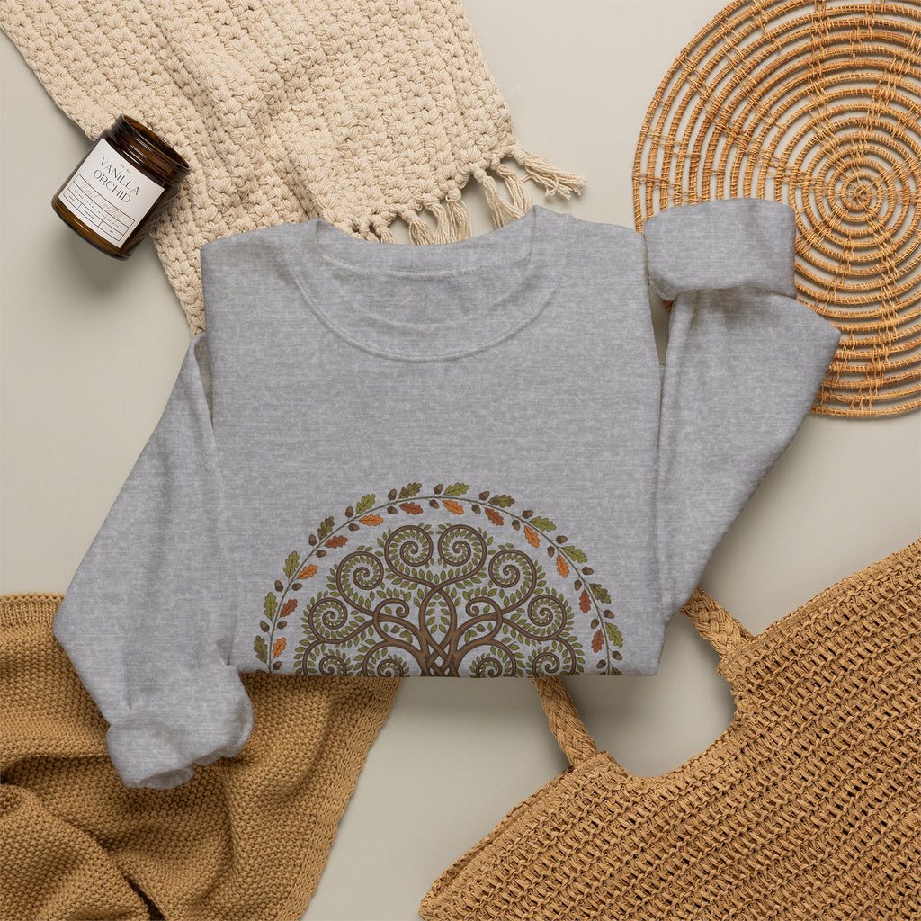 Celtic Tree of Life Autumn Oak Wreath Crewneck Sweatshirt