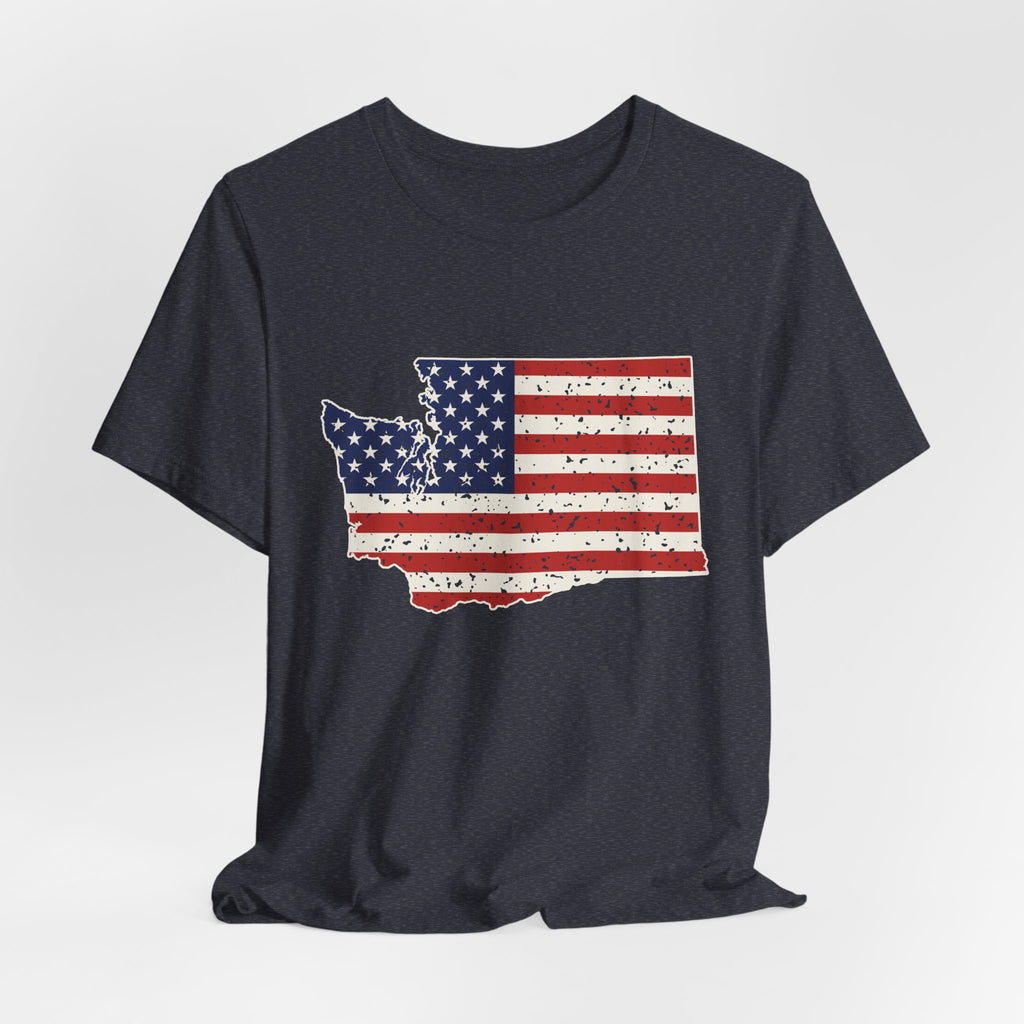 Washington American Flag Map T-Shirt