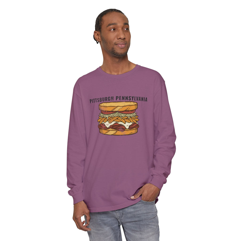 Pittsburgh Fries and Slaw Sandwich Food Illustration Long Sleeve Tee