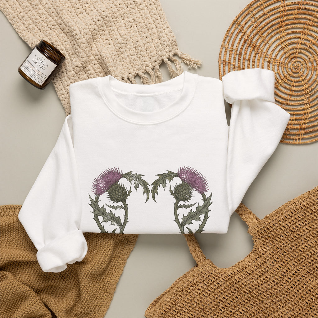 Scotland Has My Heart Purple Thistles Crewneck Sweatshirt