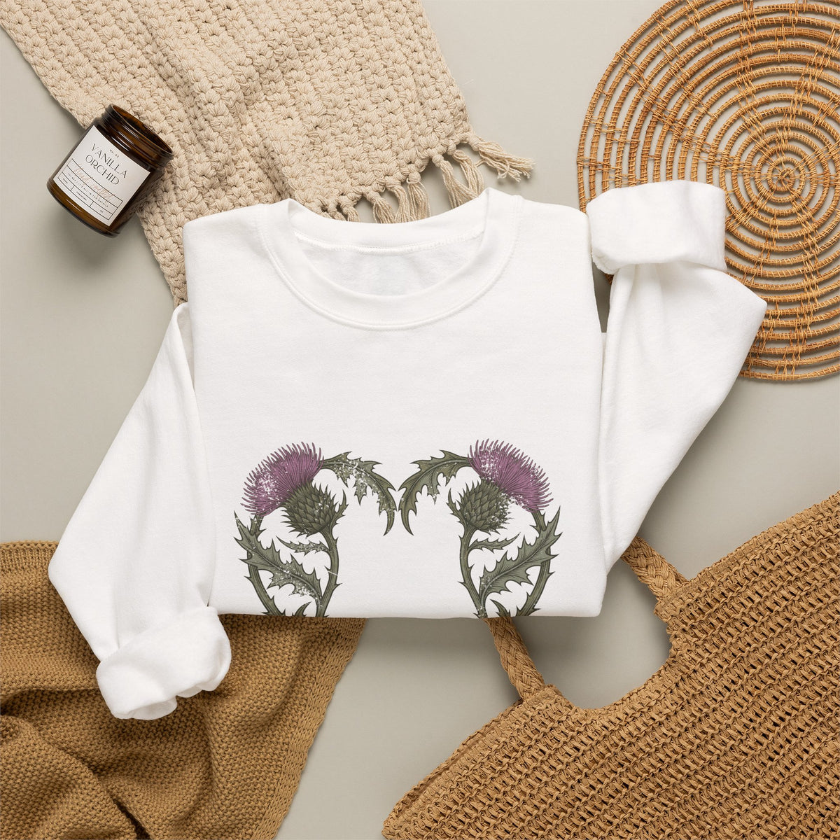 Scotland Has My Heart Purple Thistles Crewneck Sweatshirt