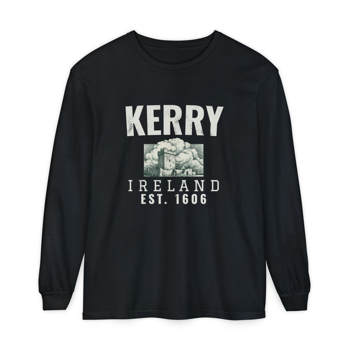 Kerry Ireland Est 1606 Castle Tower Sketch Long Sleeve Tee