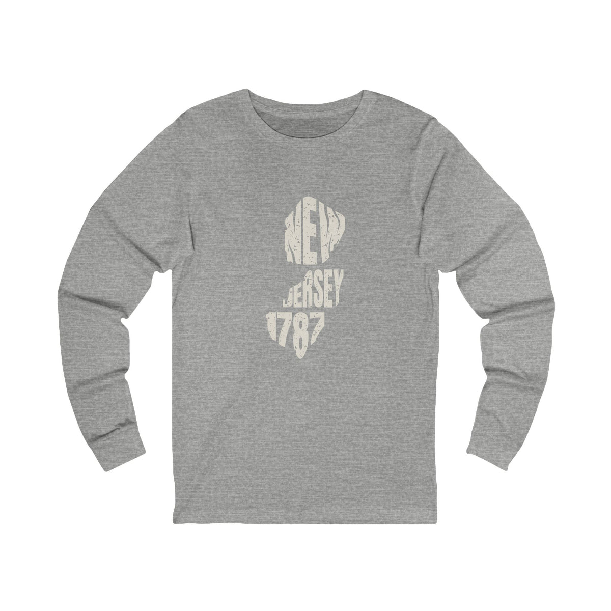 New Jersey Vintage Letters Map Long Sleeve Tee